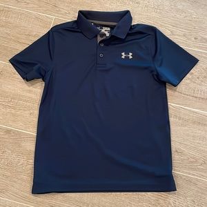 Navy Blue Under Armour Short Sleeve Polo Youth Medium Excellent condition